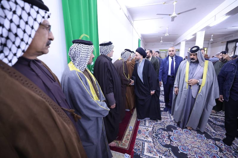 زار سماحة السيد عمار الحكيم  قضاء الدير بمحافظة البصرة وفي مضيف جناب الشيخ جودة الخليفاوي