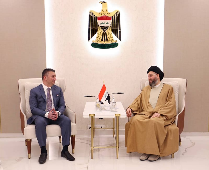 لقاء سماحة السيد عمار الحكيم  الجالية العراقية في الولايات المتحدة الأمريكية برئاسة رئيس الجمعية الكلدانية في ولاية ميشيغان الأستاذ مارتن منة