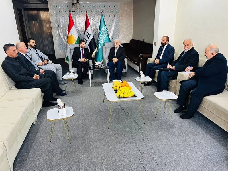 مسؤول مكتب إقليم كردستان الأستاذ صباح الصالحي يلتقي في السليمانية السيد كامل حاجي علي، ممثل حزب الرابطة الإسلامية.