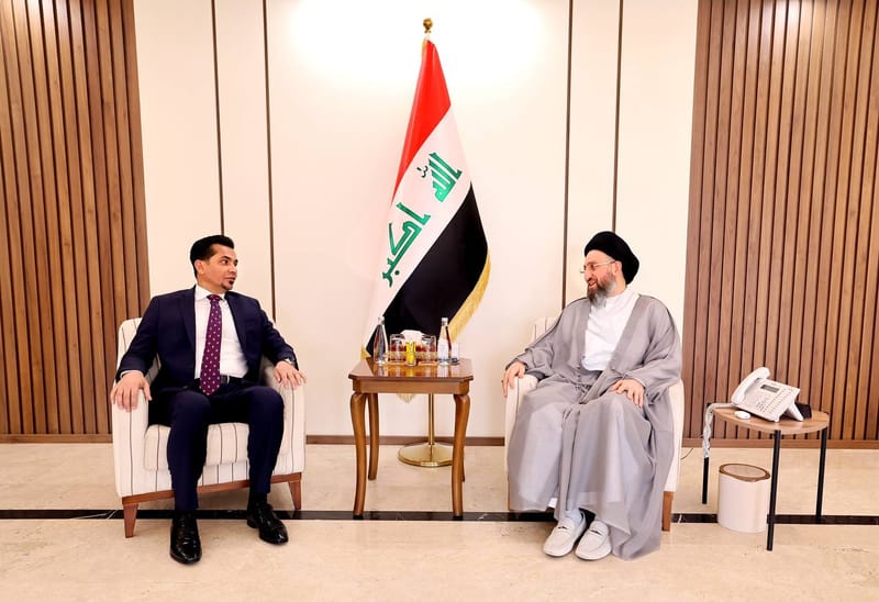 التقي سماحة السيد عمار الحكيم  معالي وزير النقل الأستاذ رزاق محيبس