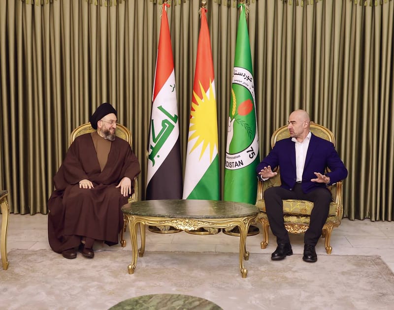 زيارة سماحة السيد عمار الحكيم  إلى محافظة السليمانية، التقي رئيس الاتحاد الوطني الكردستاني الأستاذ بافل طالباني