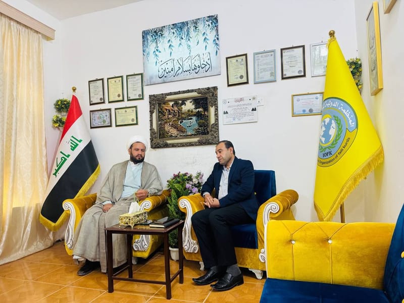 زار الشيخ حميد الكعبي، أمين تيار الحكمة الوطني في واسط، مقر منظمة الكرد الفيليين في المحافظة