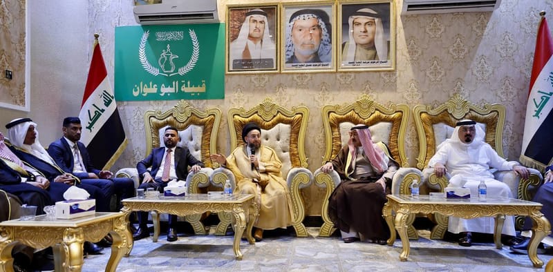 زار سماحة السيد عمار الحكيم مضيف قبيلة البوعلوان، مضيف الشيخ حامد رشيد مهنى، التقي سماحته جمعا من شيوخ ووجهاء البوعلوان