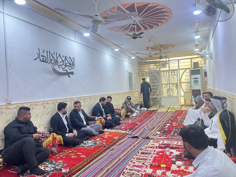 مسؤول إقليم الجنوب السيد قصي الموسوي يزور مضيف الشيخ ابو نجم الدراجي.