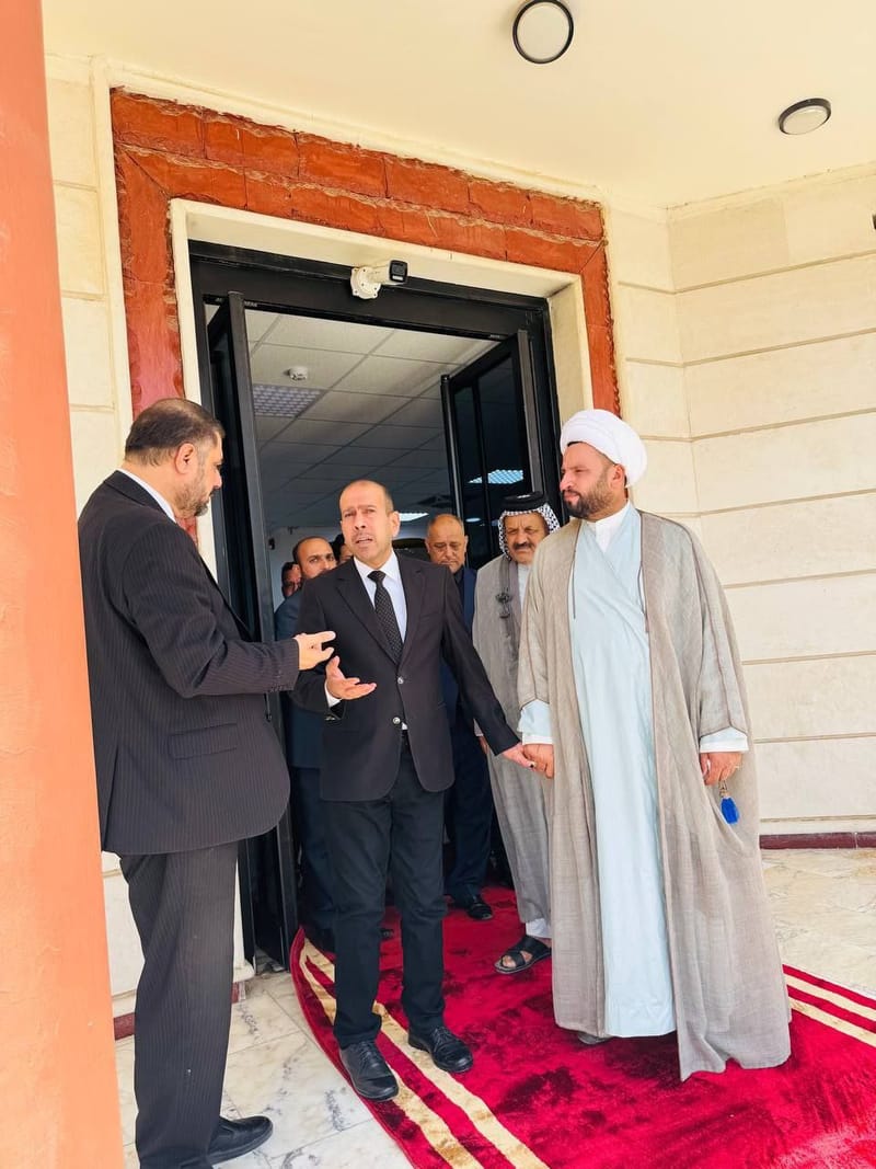 أمين محافظة واسط الشيخ حميد الكعبي، يلتقي الأستاذ علي حسن سليمون، رئيس مجلس المحافظة.