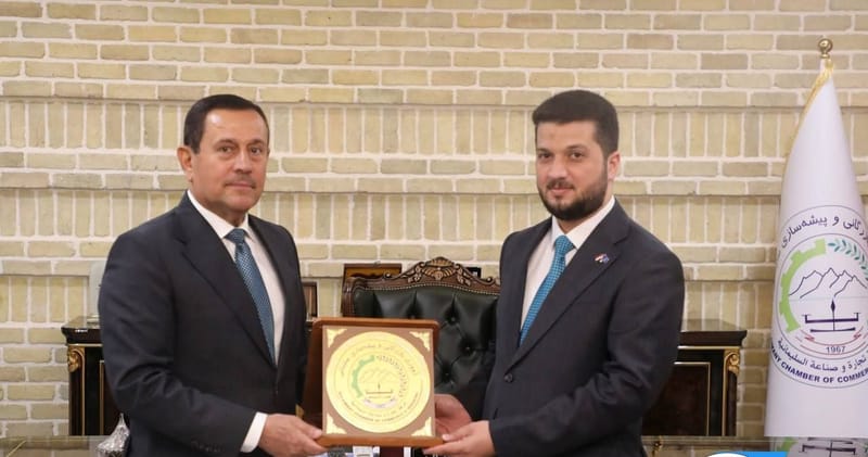 مسؤول إقليم كردستان الأستاذ صباح الصالحي يزور غرفة تجارة السليمانية، ويلتقي برئيس الغرفة الأستاذ نوزاد غفور.