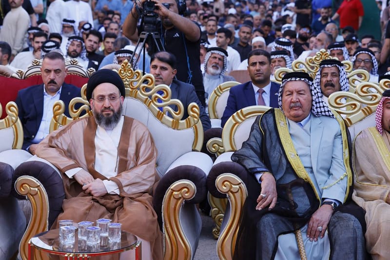 لقاء سماحة السيد عمار الحكيم جمعاً من شيوخ ووجهاء قبيلة بني لام والعشائر الكريمة الأخرى في منطقة الغزالية ببغداد