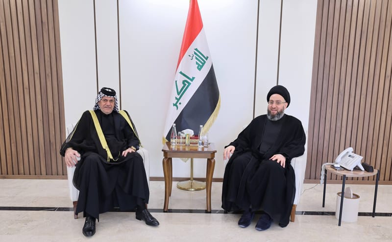 لقاء سماحة السيد عمار الحكيم  جناب الشيخ محمد العريبي، شيخ مشايخ قبيلة آل بو محمد الكريمة