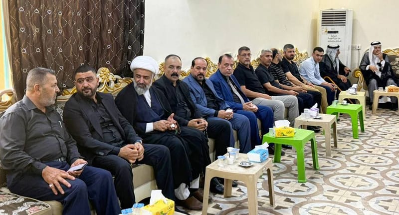 مسؤول إقليم الشمال والغرب الأستاذ وائل الاسدي برفقته وفد تياري يقدم واجب العزاء لمسؤول تنظيمات ديالى السيد أسعد الأعرجي بوفاة حرم عمه (رحمها الله تعالى).
