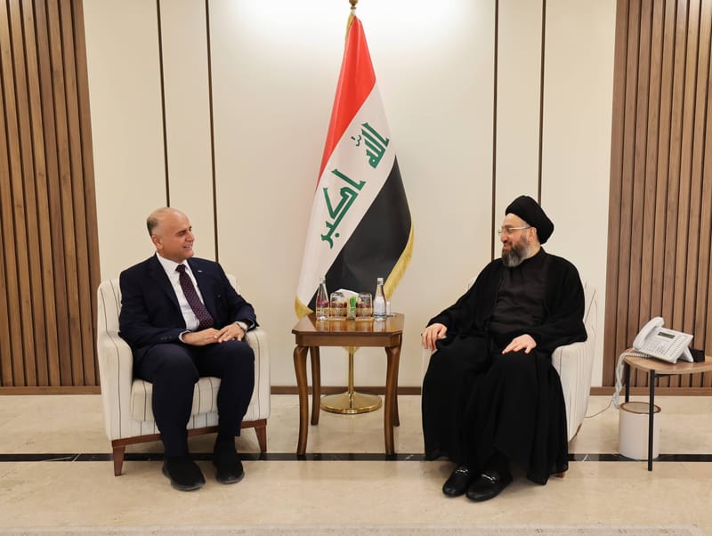 التقي سماحة السيد عمار الحكيم السيّد بشدار حسن، رئيسَ معهدِ الحقوق الدولي