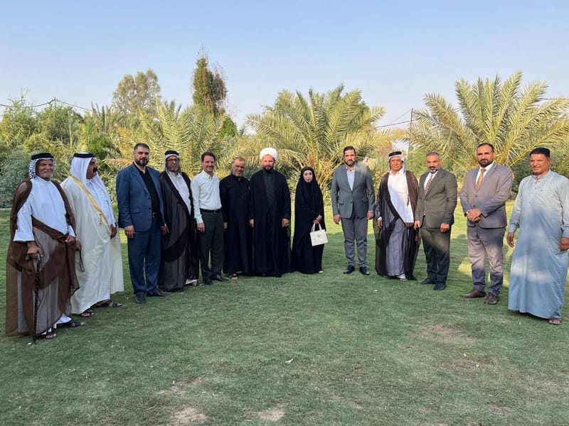 المشرف على محافظة واسط الأستاذ بشار الشموسي برفقة الشيخ حميد الكعبي، أمين المحافظة، والمساعد التنظيمي،يزور مضيف الأستاذ بارق، وذلك بحضور الشيخ واثق الدليمي.