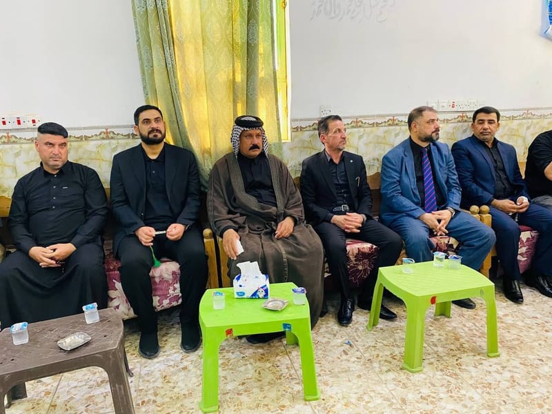 من محافظة واسط.. السيد قصي الموسوي يرأس وفداً قيادياً لتقديم واجب التعازي والمواساة إلى الاستاذ ماهر القرة غولي بوفاة ابنته رحمها الله تعالى.