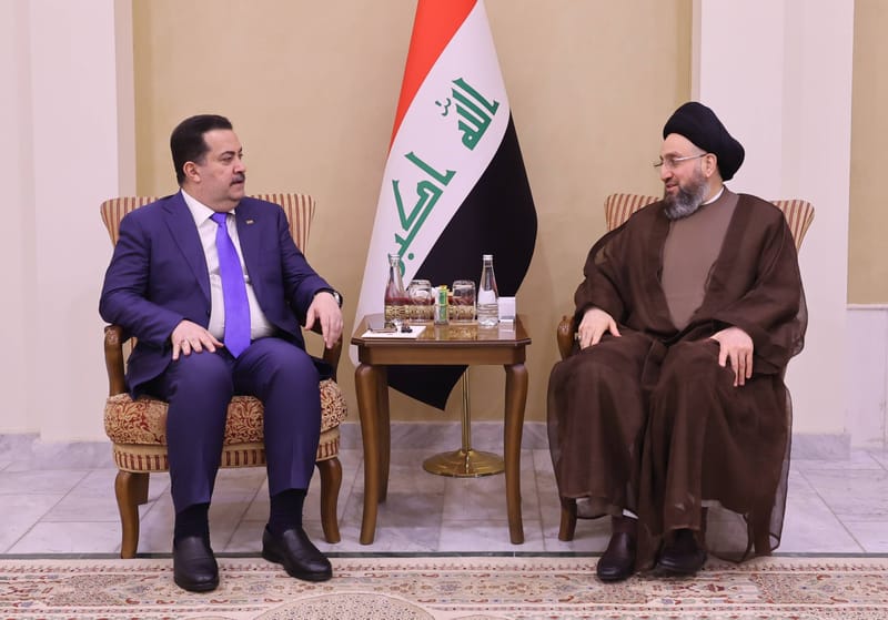 لقاء سماحة السيد عمار الحكيم دولة رئيس الوزراء الأستاذ محمد شياع السوداني،