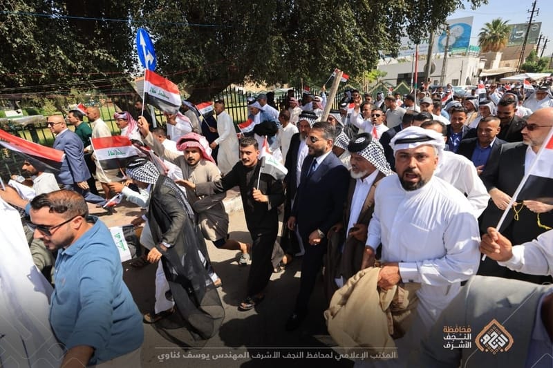 من بغداد.. محافظ النجف الأشرف المهندس يوسف كناوي يشارك في التظاهرات المركزية التي أطلقتها الجمعيات الفلاحية للمطالبة بحقوق الفلاحين ومستحقاتهم المالية