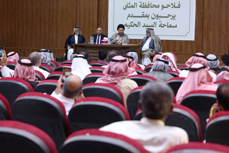 خلال زيارته للمحافظة.. سماحة السيد الحكيم يلتقي جمعًا من فلاحي المثنى