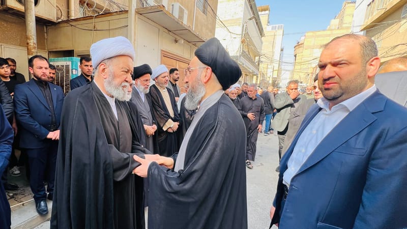 سماحة السيد الحكيم يشارك بتشييع المرجع الديني الكبير الشيخ محمد إسحاق الفياض (قدس سره) في النجف الأشرف