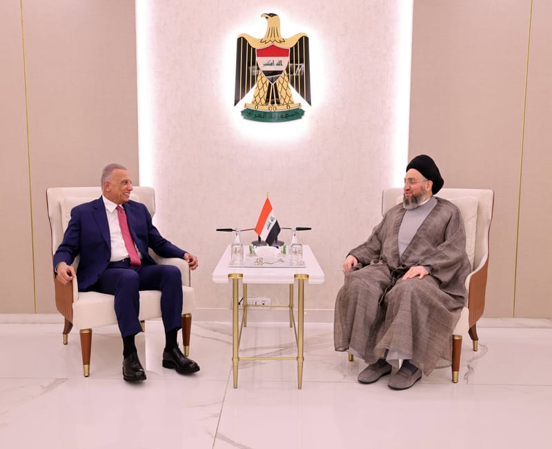 سماحة السيد الحكيم يستقبل رئيس الوزراء الأسبق السيد مصطفى الكاظمي