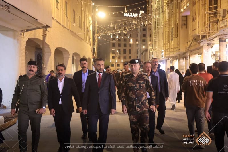 من المدينة القديمة.. محافظ النجف الأشرف يجري جولة للاطلاع على الواقع الخدمي وحركة الزائرين