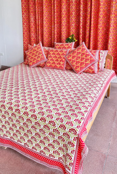 Explore the Art of Hand Block Printed King Size Bedspreads Online