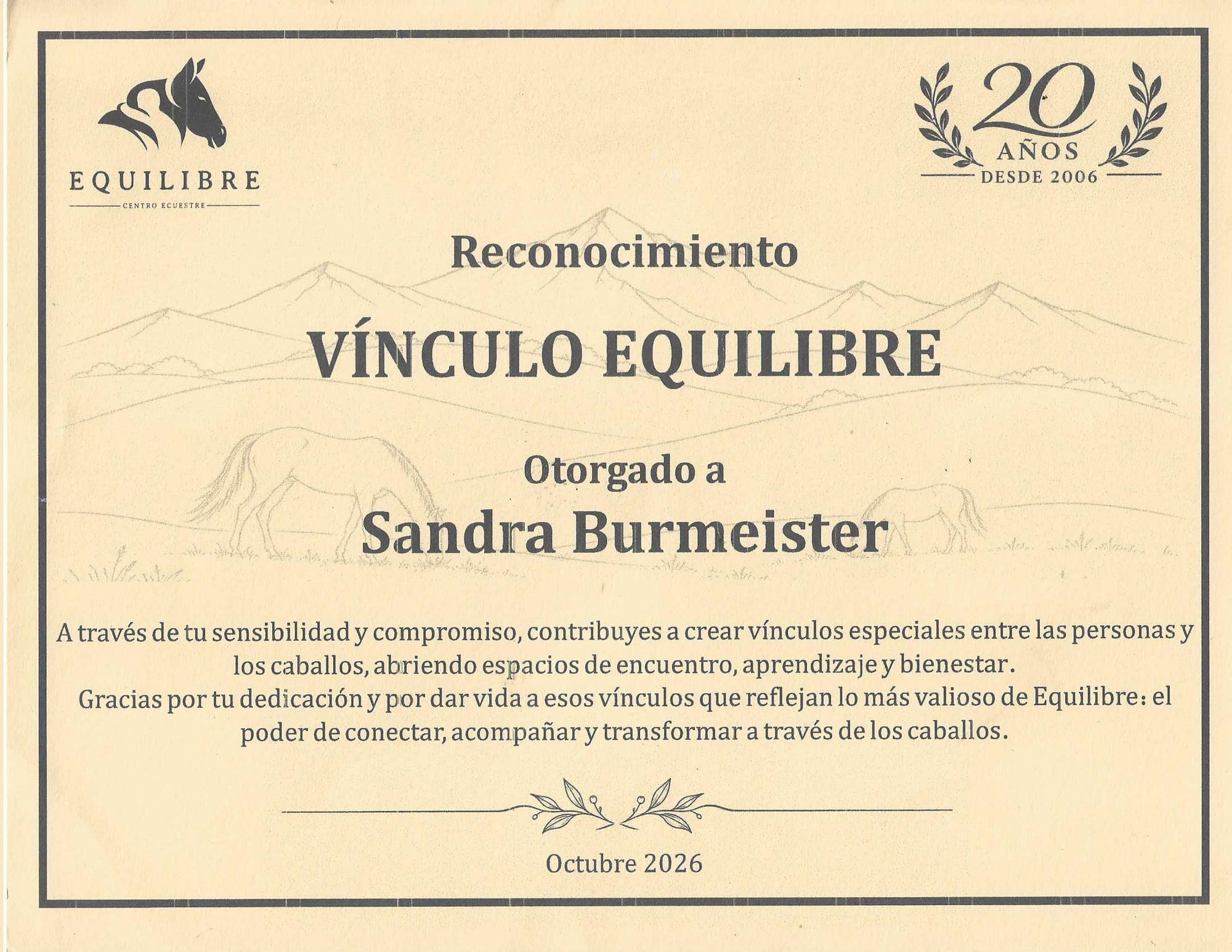 RECONOCIMIENTO CENTRO ECUESTRE EQUILIBRE 2026