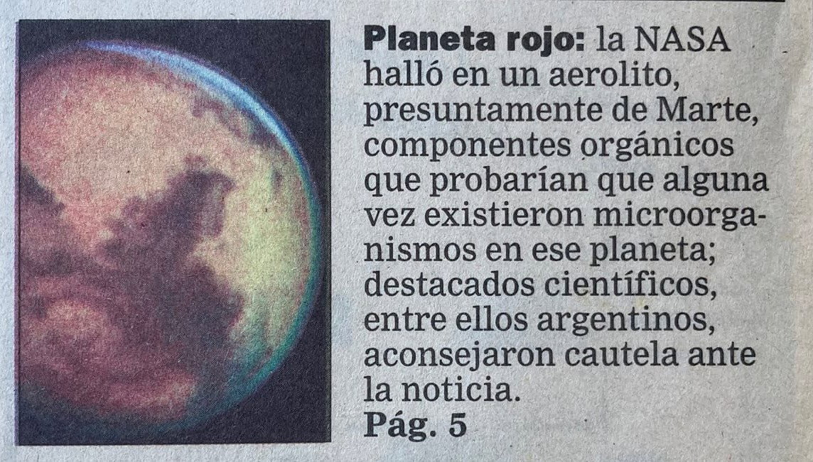 ALH 84001 | La Nación 8/8/1996