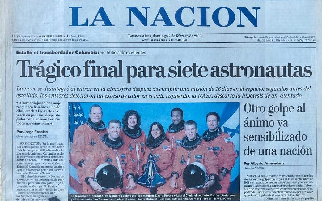 Tragedia del Columbia | La Nación 2/2/2003