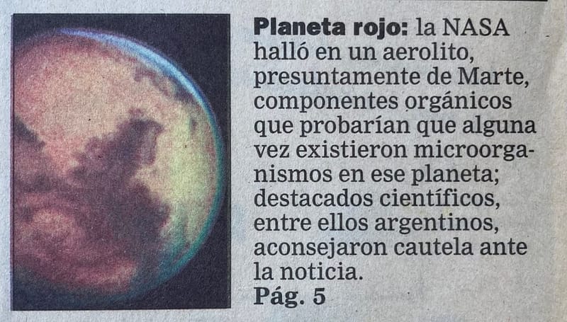 ALH 84001 | La Nación 8/8/1996