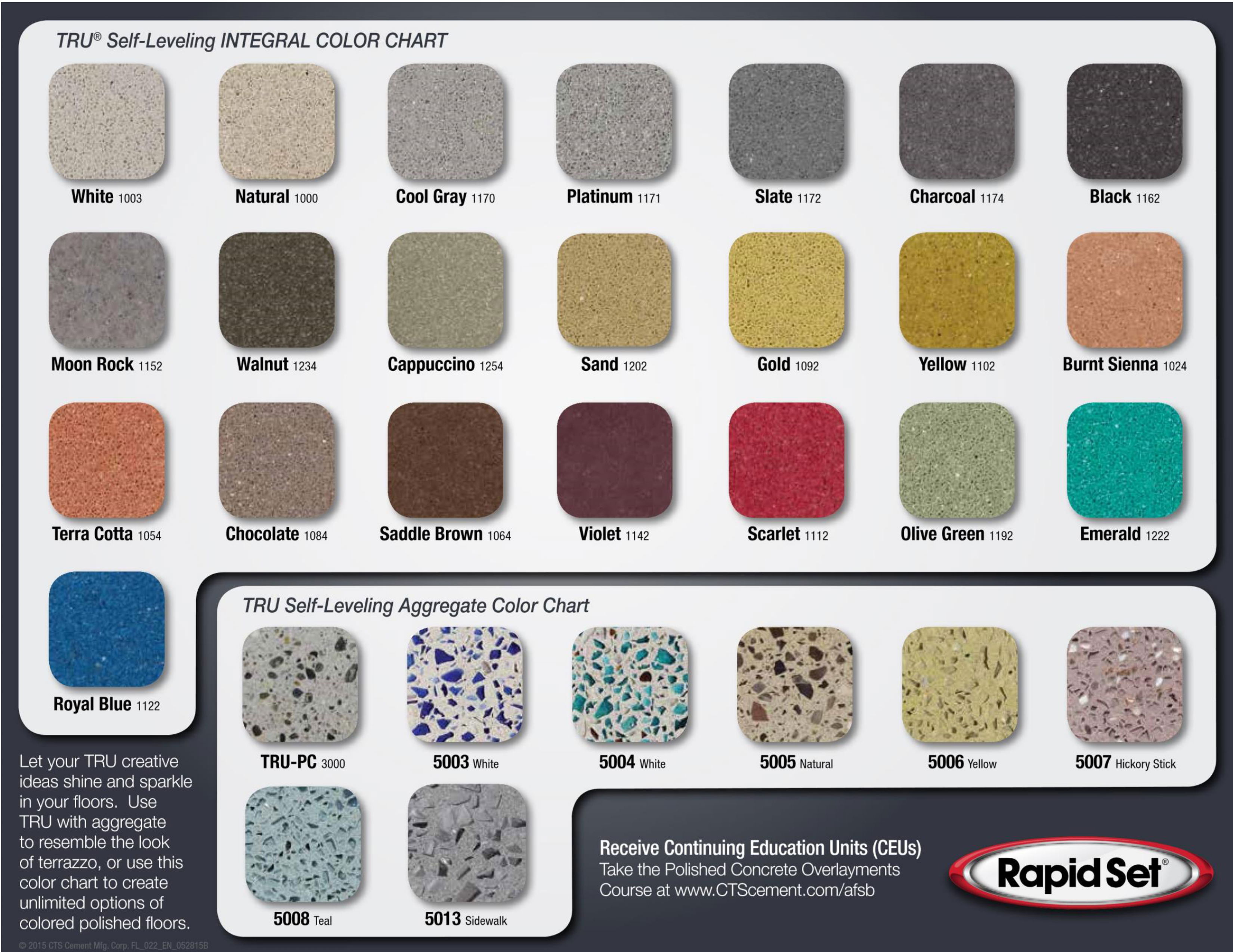 Ameripolish color chart for concrete floors in Sonoma Country, CA
