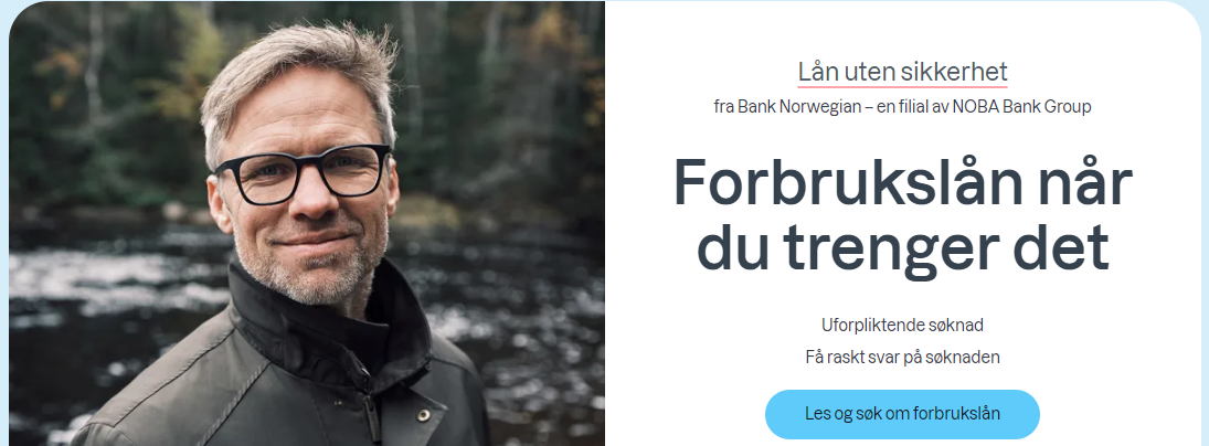 Forsiden til bank norwegian på forbukslån