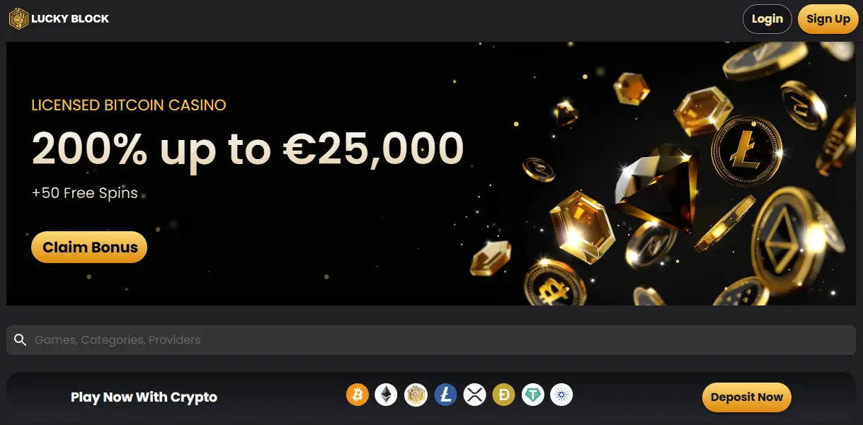 LuckyBlock bonuskampanje på 200% opptil 250 000 kr