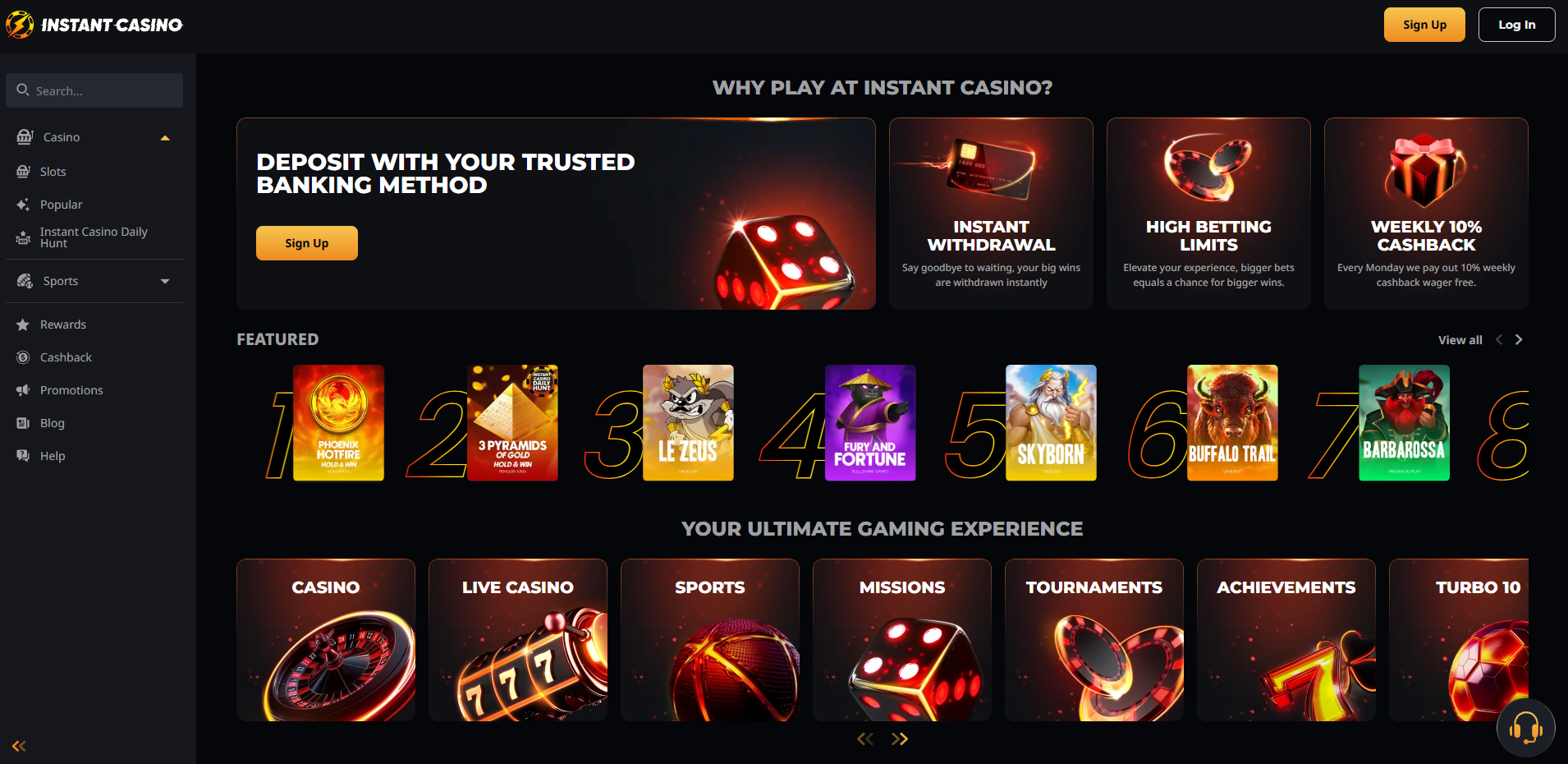 Viserr fordelene ved å benytte seg av Instant Casino