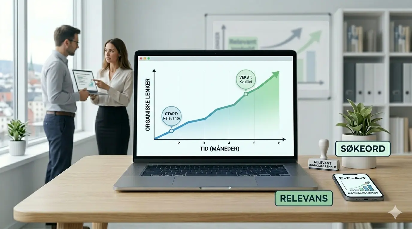 Illustrerer hvordan organiske lenker skal vokse over tid