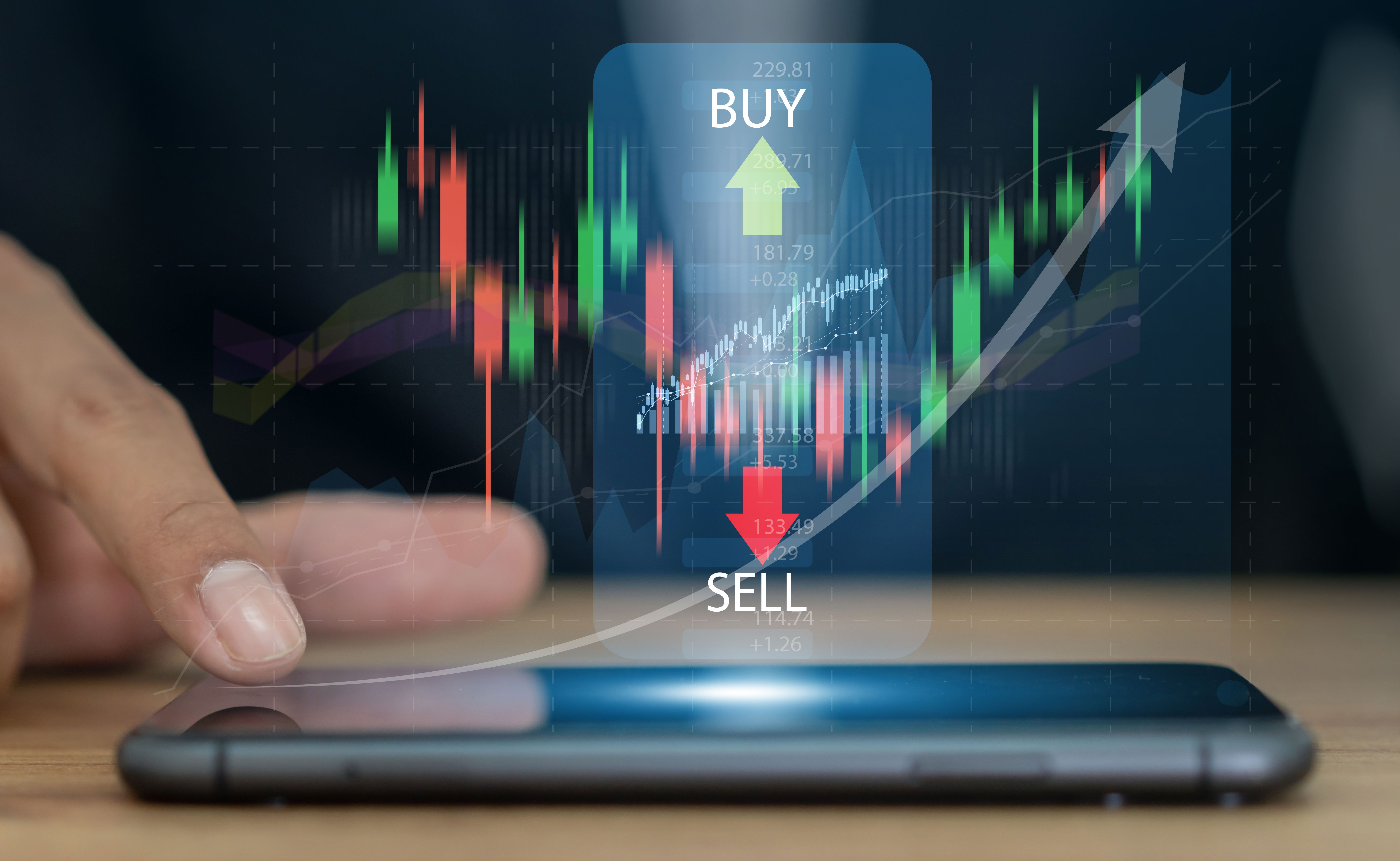 Illustrasjon av kjøp og salg av kryptovaluta