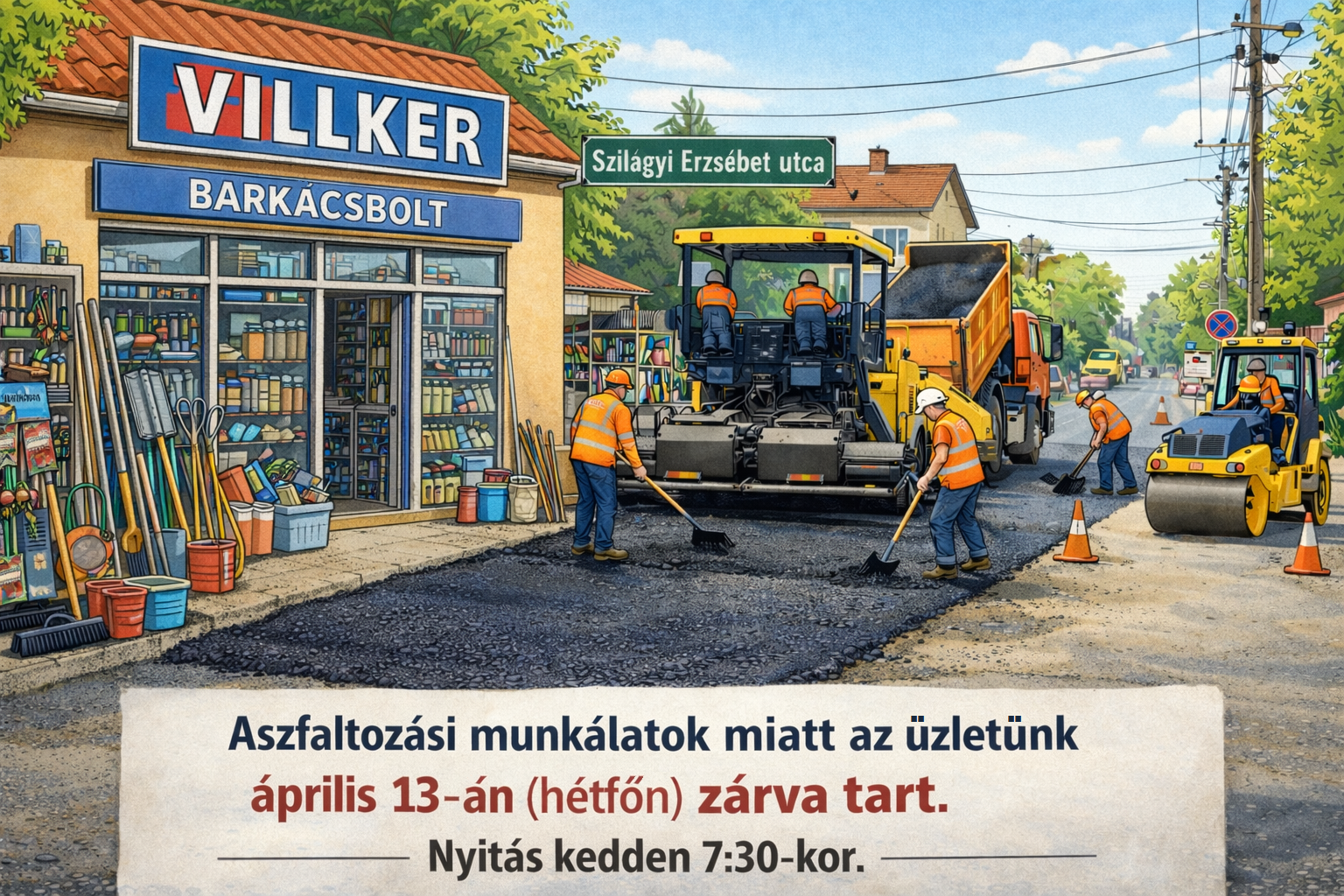 Aszfaltozási munkálatok az utcánkban.