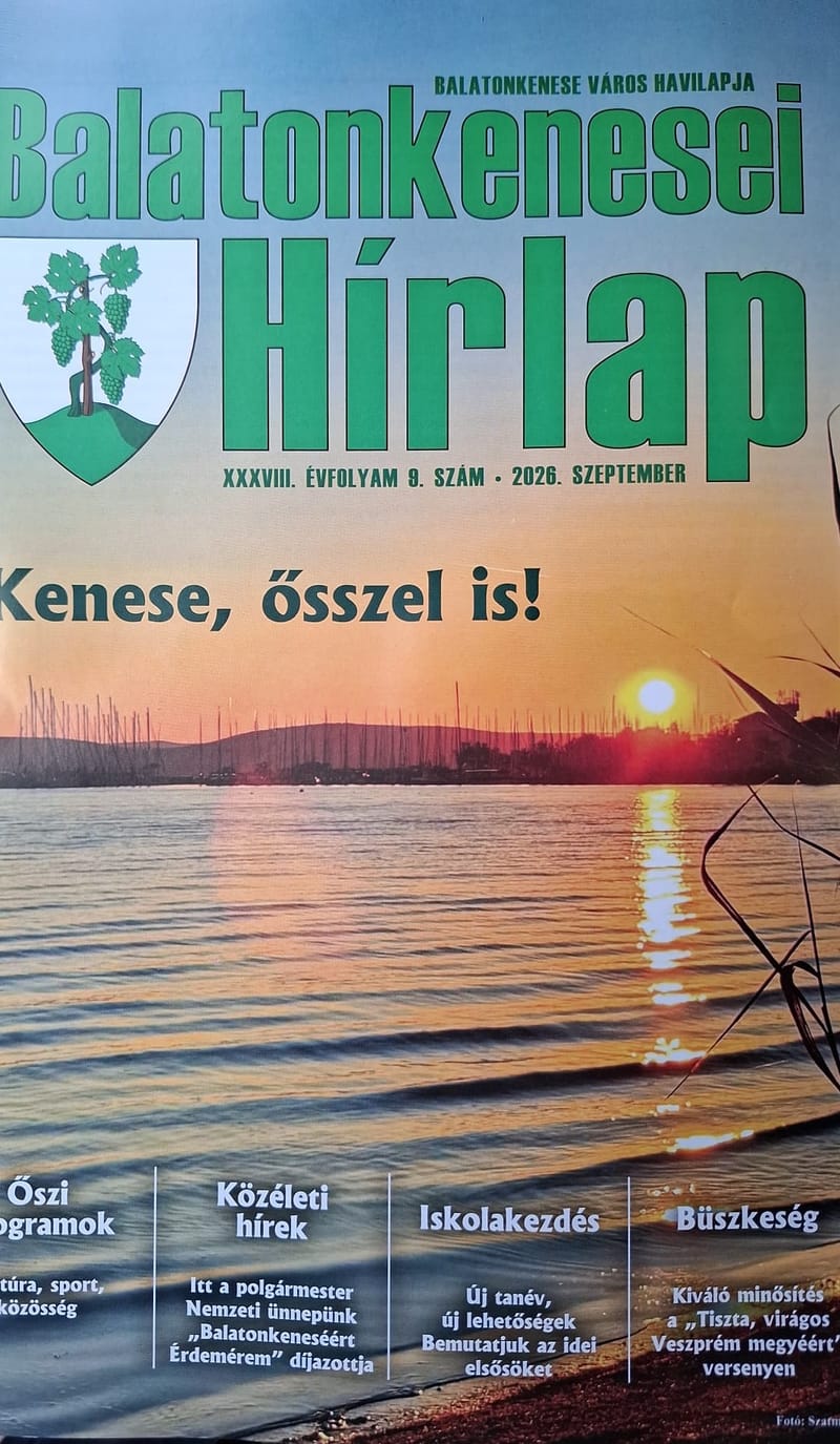 MEGJELENT A BALATONKENESEI HÍRLAP SZEPTEMBERI SZÁMA.