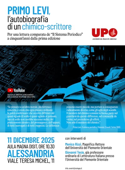 PRIMO LEVI, CHIMICO-SCRITTORE: UPO CELEBRA I 50 ANNI DEL SAGGIO "IL SISTEMA PERIODICO"