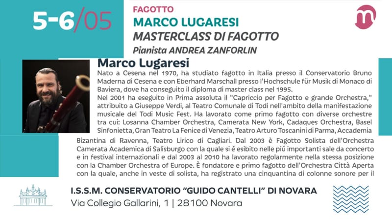 Conservatorio Cantelli - FESTIVAL FIATI: MASTERCLASS FAGOTTO