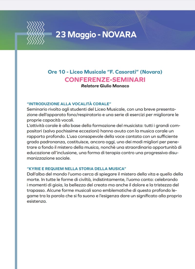 Conservatorio di Novara - FESTIVAL CORALE: SEMINARI