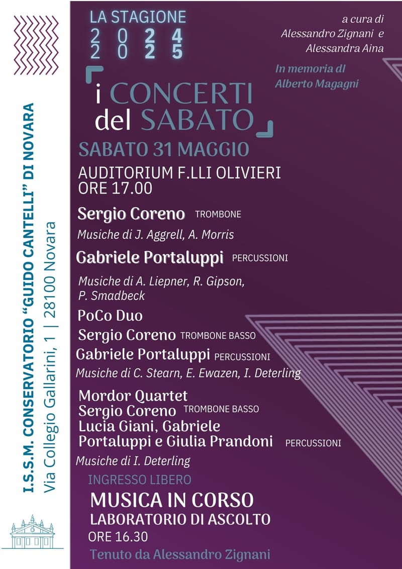 Conservatorio di Novara - I CONCERTI DEL SABATO: VENTIQUATTRESIMO APPUNTAMENTO