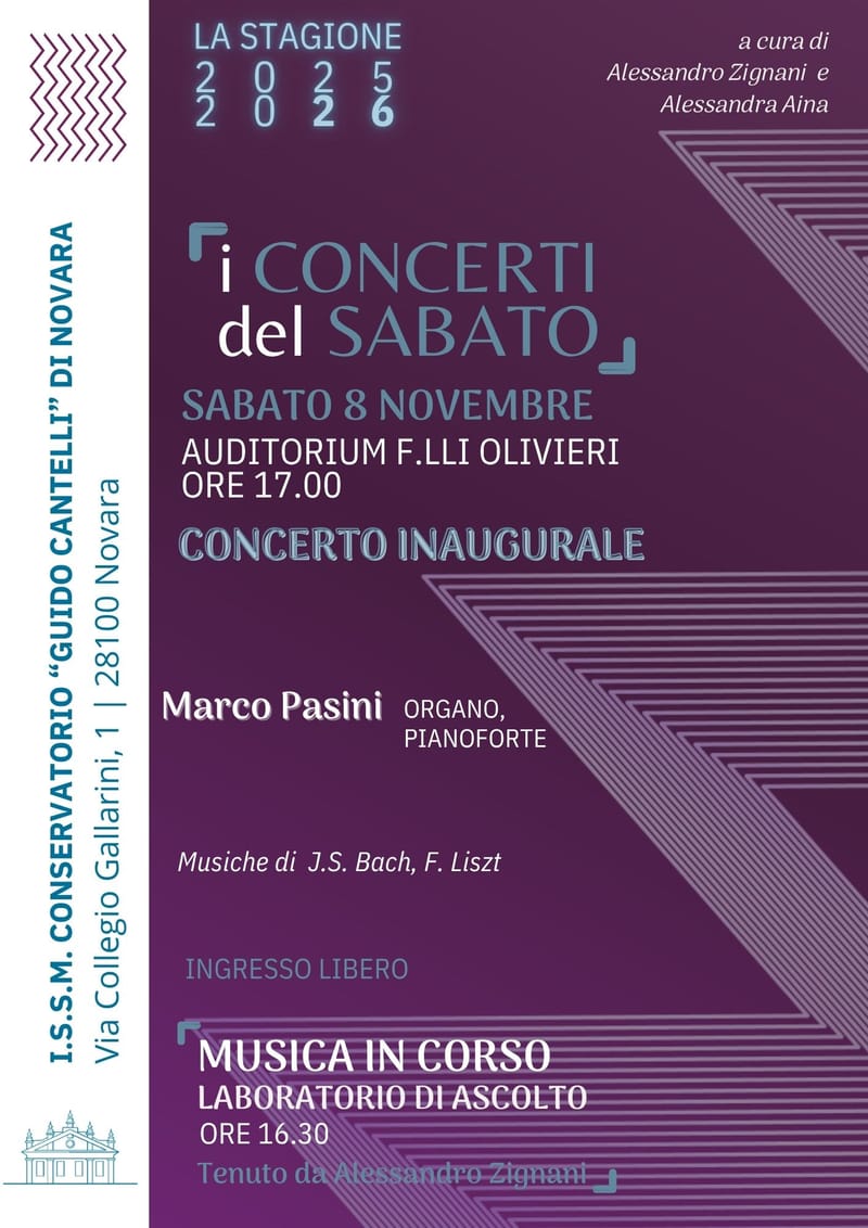 Conservatorio Cantelli - I CONCERTI DEL SABATO