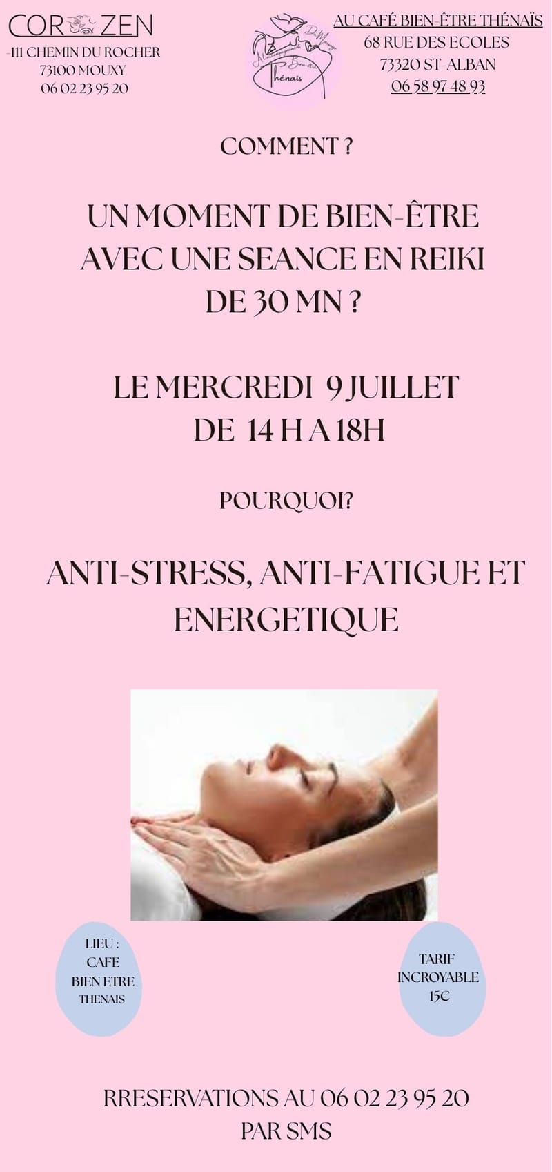 Séance en reiki découverte de 30 mn