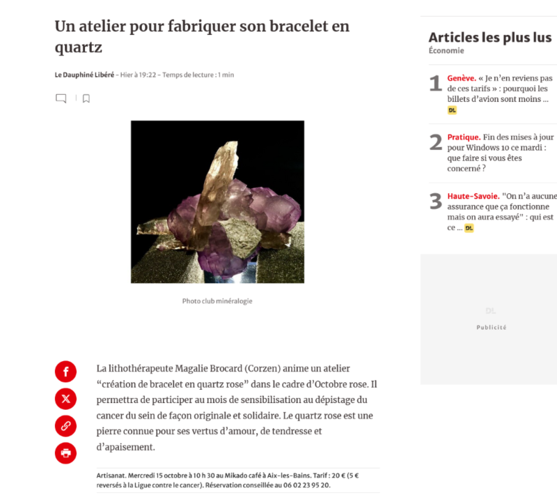 ATELIER OCTOBRE ROSE DE CREATION D'UN BRACELET EN QUARTZ ROSE