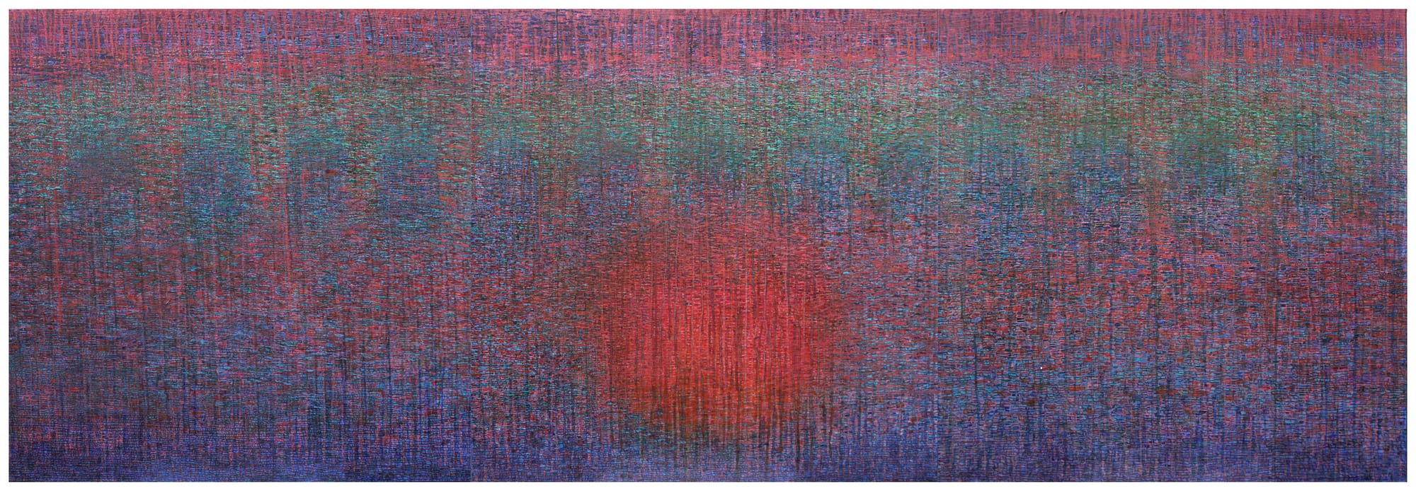 The Chinvat bridge / Lost treasure, Acrylic and coloured pens on canvas, 3x80x80cm, Budapest