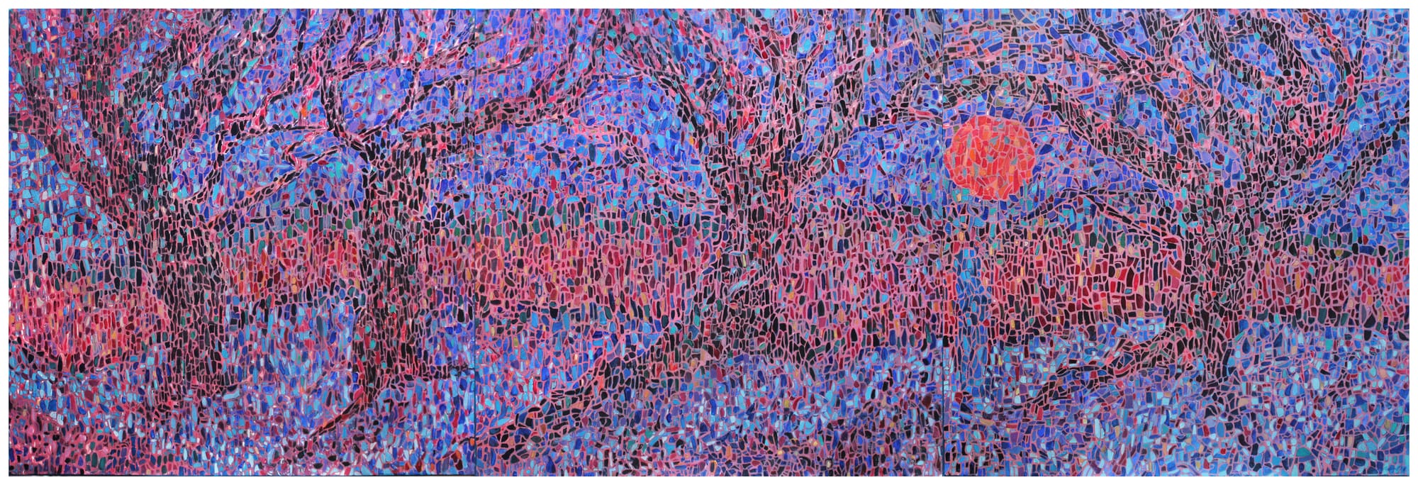 Trees Dancing in the Dusk, Acrylic on canvas, triptych, 3x80x80cm, Budapest