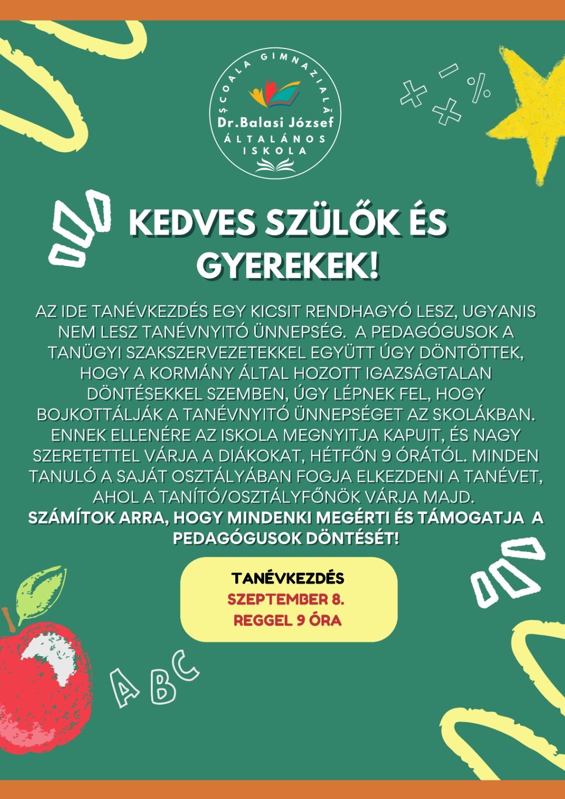 Tanévkezdés