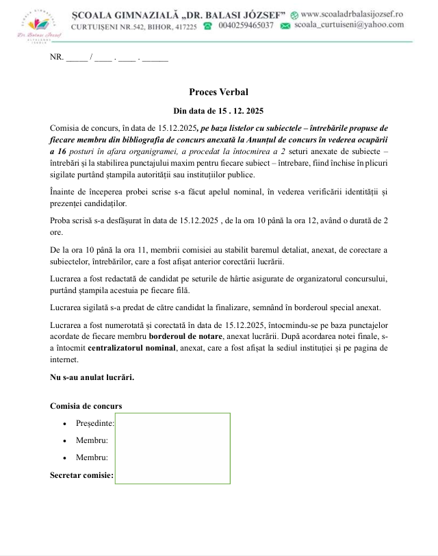 Rezultatele probei scrise pentru posturile din cadrul proiectului „Măsuri integrate pentru comunitatea romă din Orașul Valea lui Mihai și Comuna Curtuișeni”