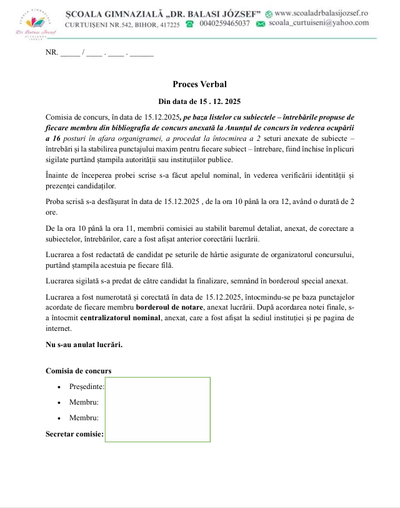 Rezultatele probei scrise pentru posturile din cadrul proiectului „Măsuri integrate pentru comunitatea romă din Orașul Valea lui Mihai și Comuna Curtuișeni”