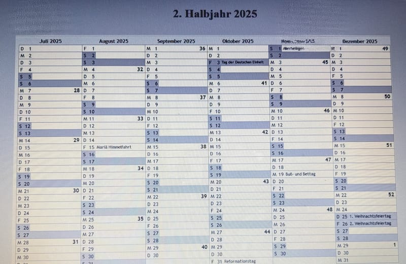Termine 2. Halbjahr