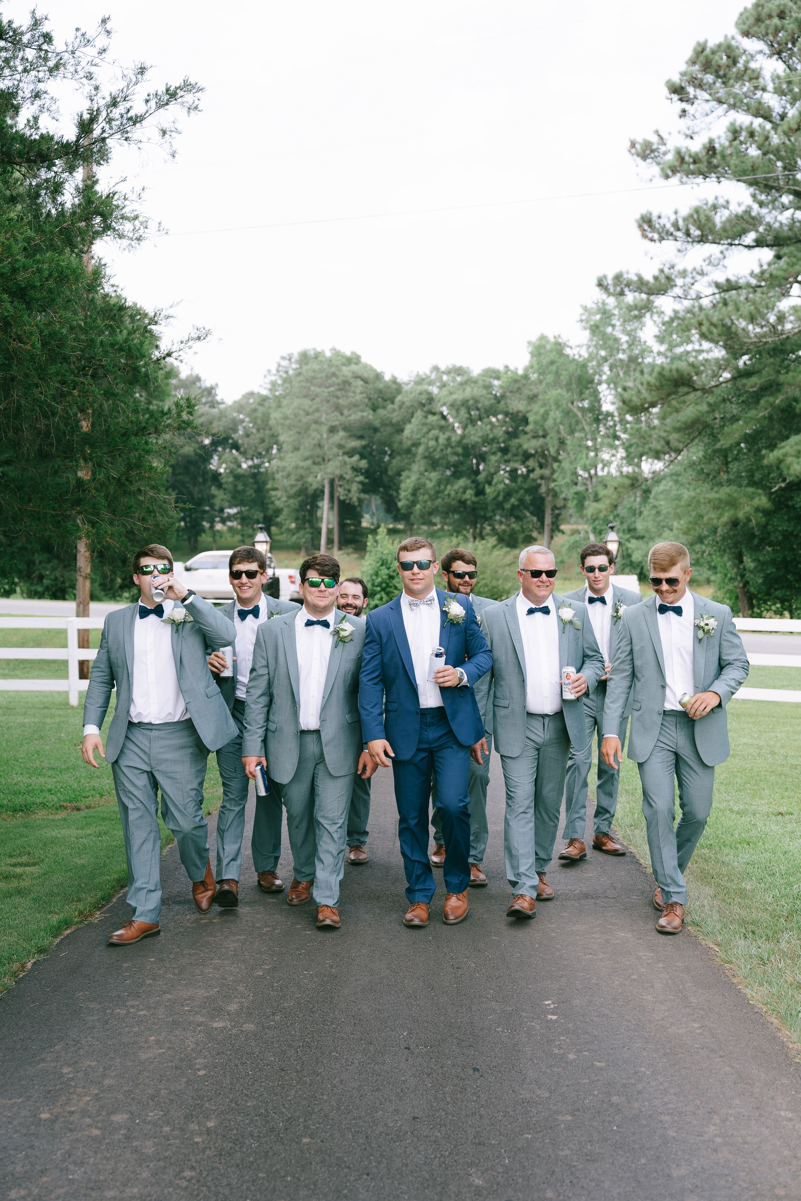 Groom and groomsmen portraits for wedding in summer in Monroe, GA near Athens, Georgia