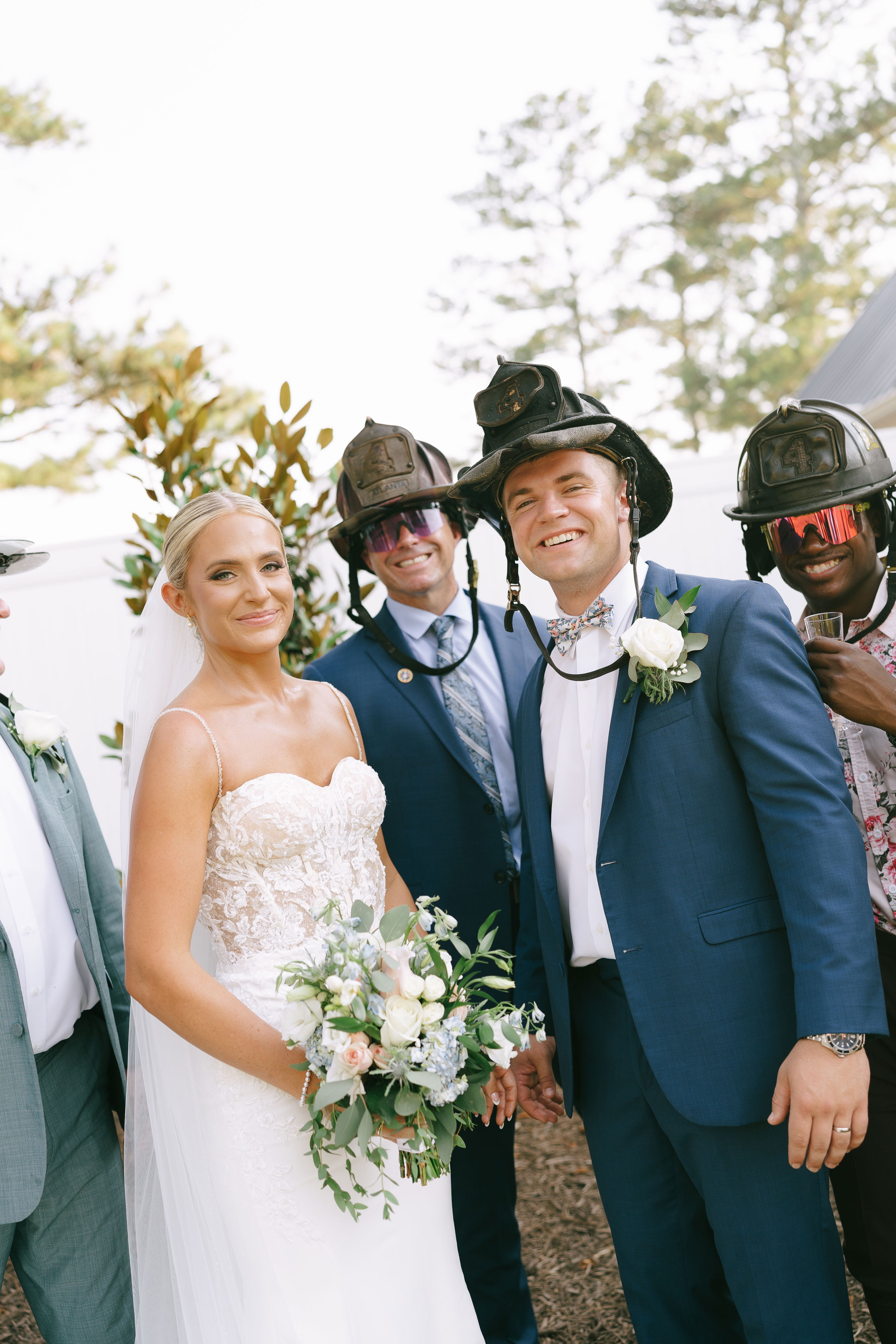 bride and groom fireman wedding Monroe, GA in Walton County, Georgia